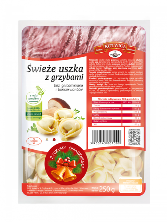 Świeże uszka z grzybami